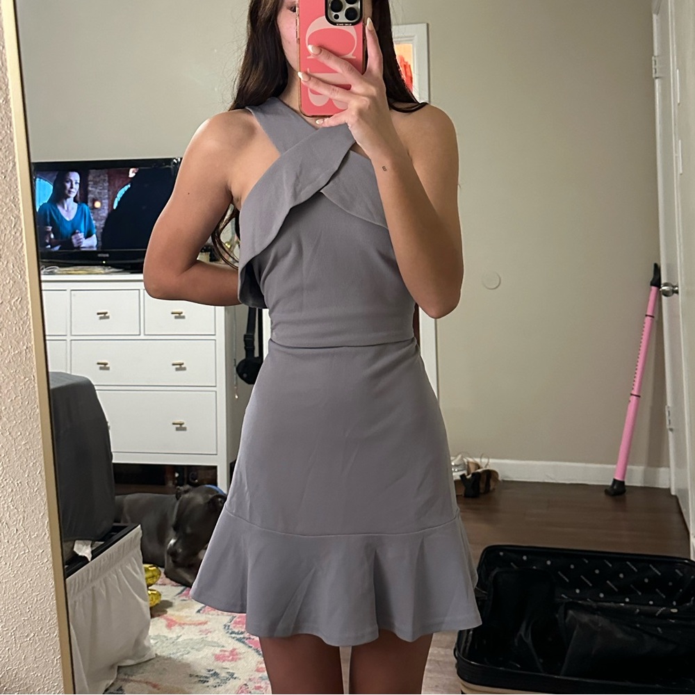 gray blue mini dress